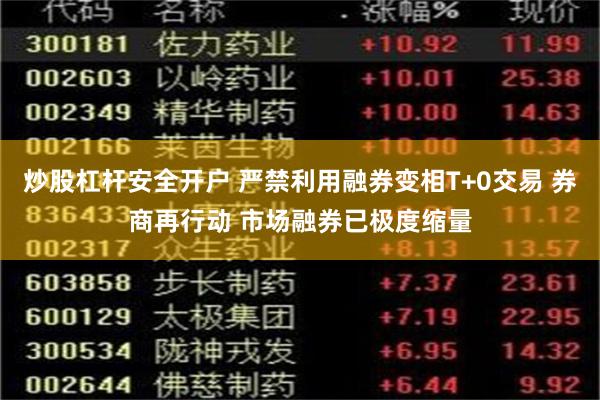 炒股杠杆安全开户 严禁利用融券变相T+0交易 券商再行动 市场融券已极度缩量